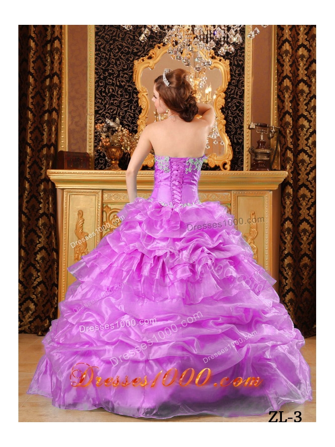 Ball Gown Sweetheart Appliques Dresses For a Quince with Pick-ups