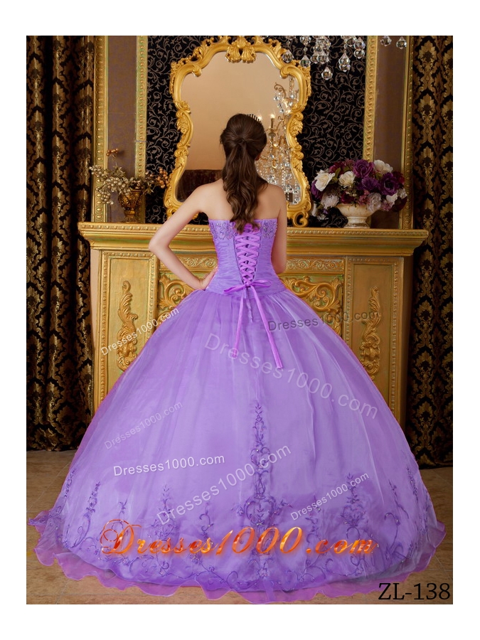 Ball Gown Sweetheart Appliques Organza Dresses For a Quinceanera