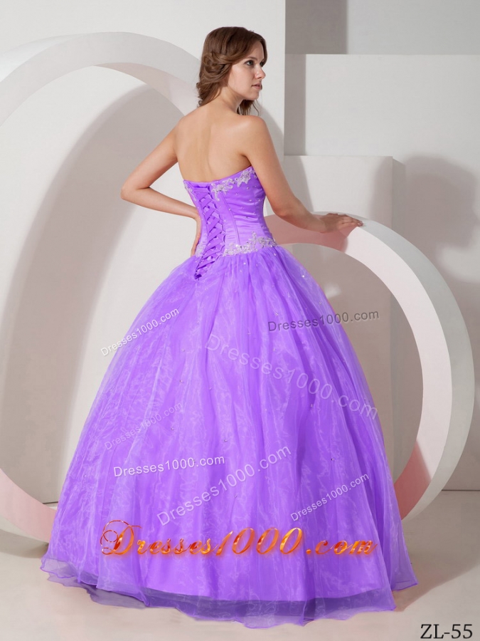 Beautiful Sweetheart Organza Quinceanera Gowns with Appliques and Beading