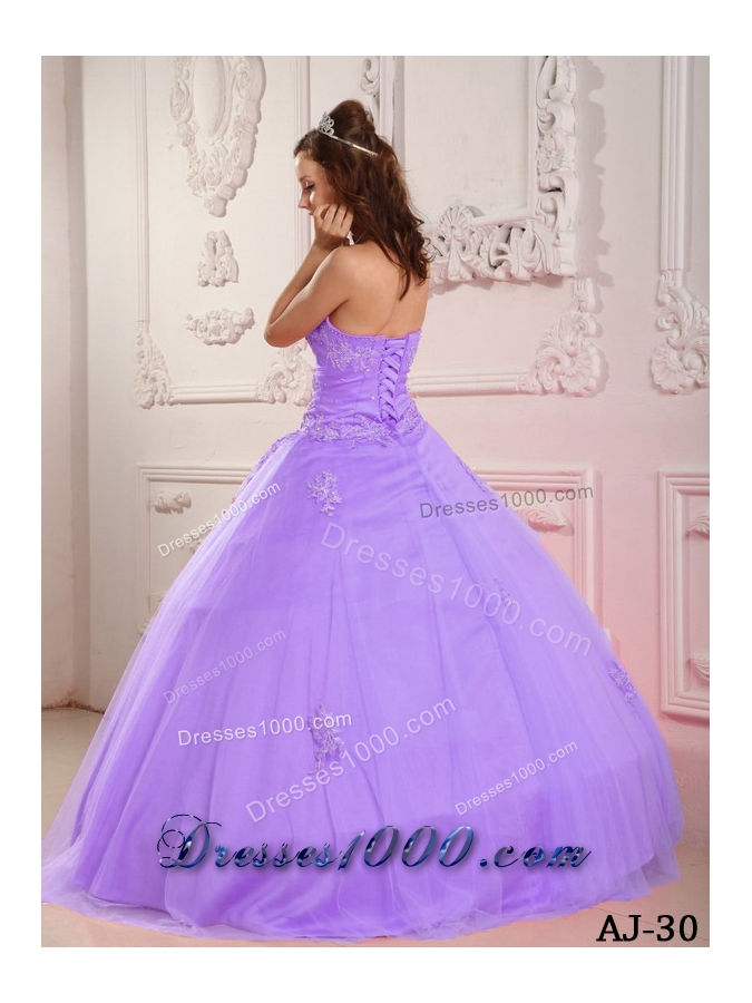 Classical A-line Sweetheart Tulle Appliques Quinceanera Dress