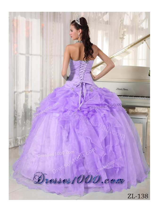 Lavender Ball Gown Strapless Beading Quinceanera Gowns Dresses