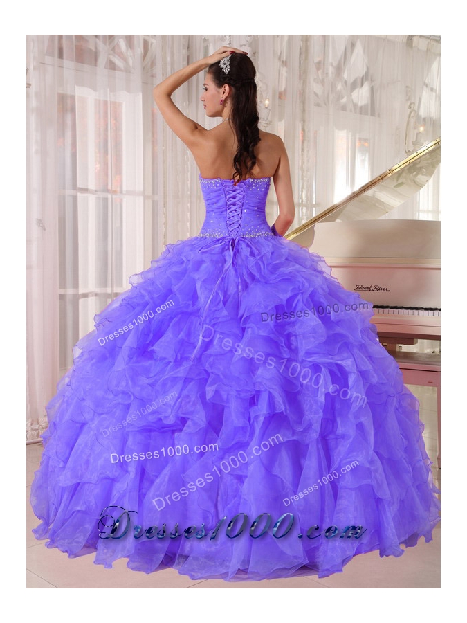 Luxurious Ball Gown Strapless Organza Sweet 15 Dresses with Beading and Ruffles