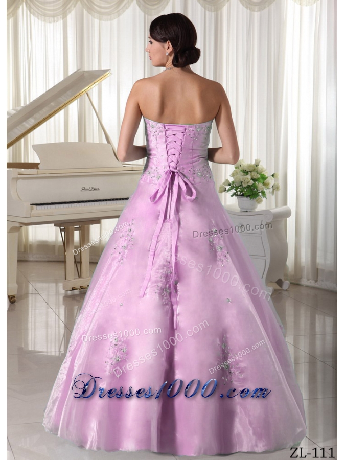 Organza Appliques With Beading Over Skirt Sweetheart Quinceanera Gowns