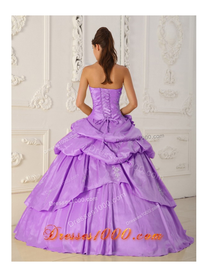 Princess Strapless Beading Lilac Quinceanera Dresses with Beading and Pick-ups