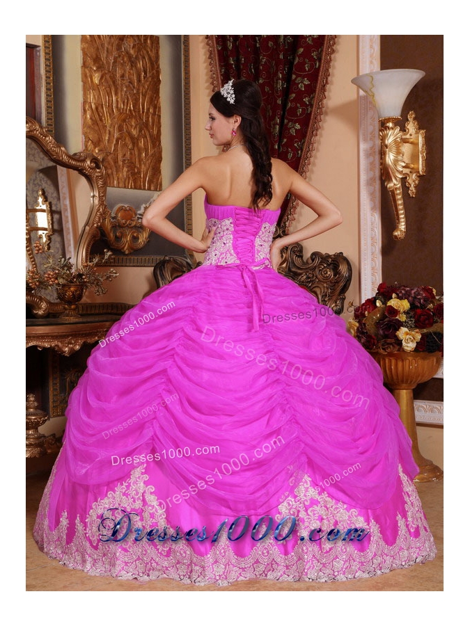 Strapless Beading Sweet 16 Dresses with Appliques and Pick-ups