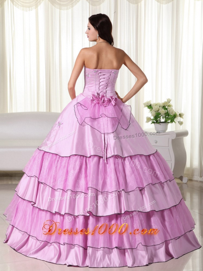 Strapless Taffeta Beading and Hand Made Flowers Sweet Sixteen Dresses