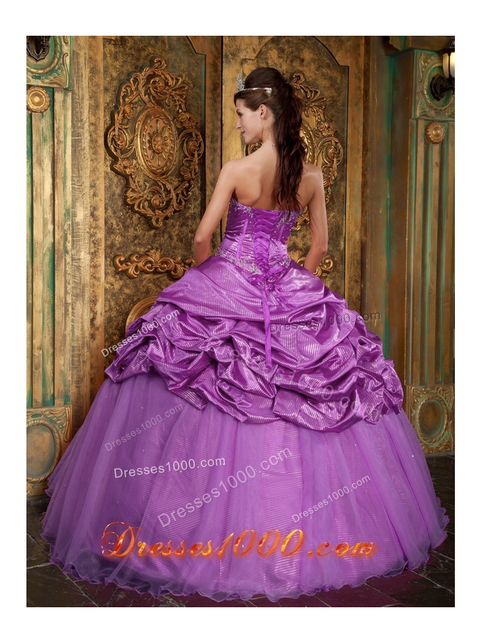 A-line Sweetheart Appliques and Pick-ups Quinceneara Dresses