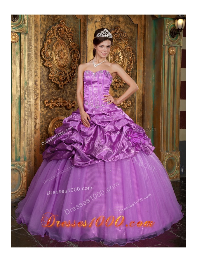 A-line Sweetheart Appliques and Pick-ups Quinceneara Dresses