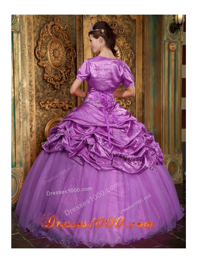 A-line Sweetheart Appliques and Pick-ups Quinceneara Dresses