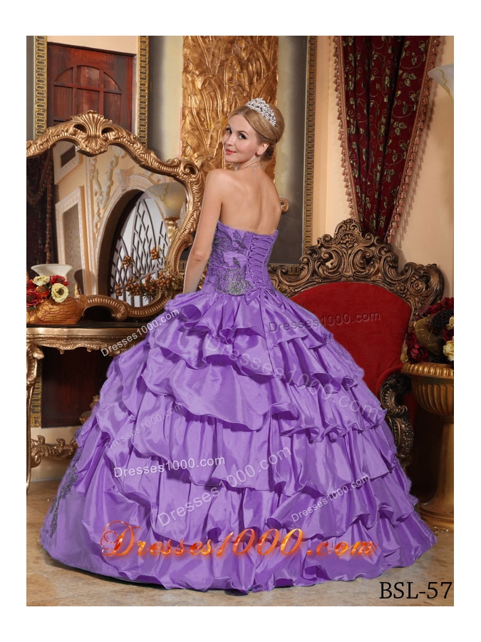 Ball Gown Strapless Appliques and Ruffles Quinceanera Dress
