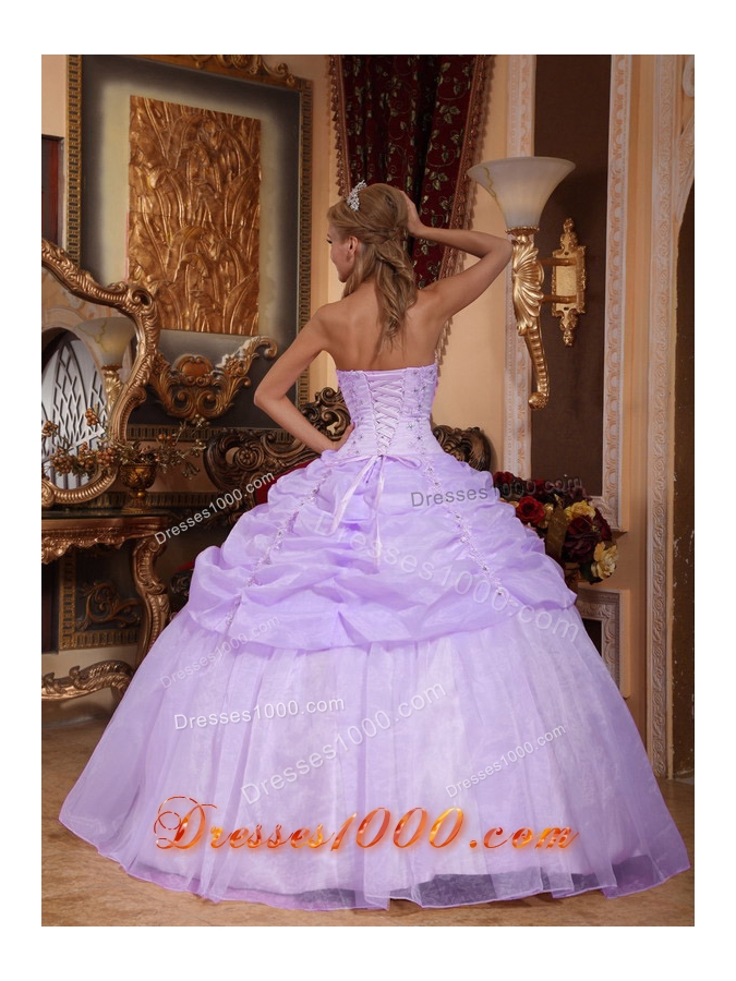 Ball Gown Strapless Organza Quinceanera Gowns with Pick-ups