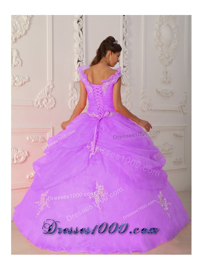 Lavender and Black Princess Strapless Organza Sweet Sixteen Dresses with Ruffles and Appliques