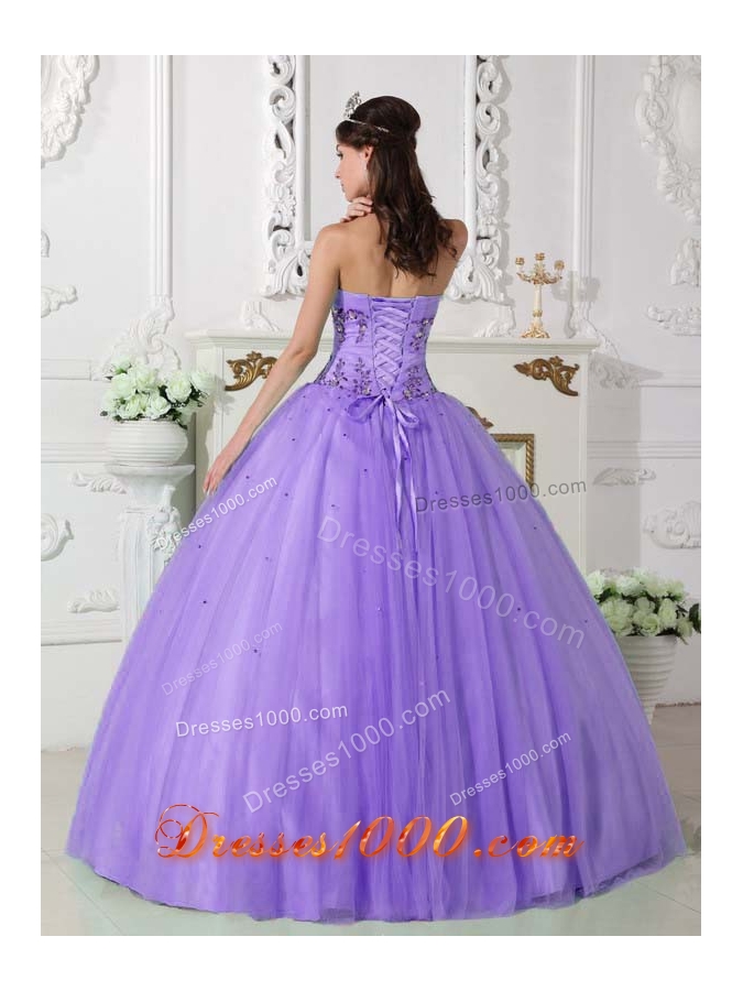 Lilac Ball Gown Sweetheart Quinceneara Dresses with Beading
