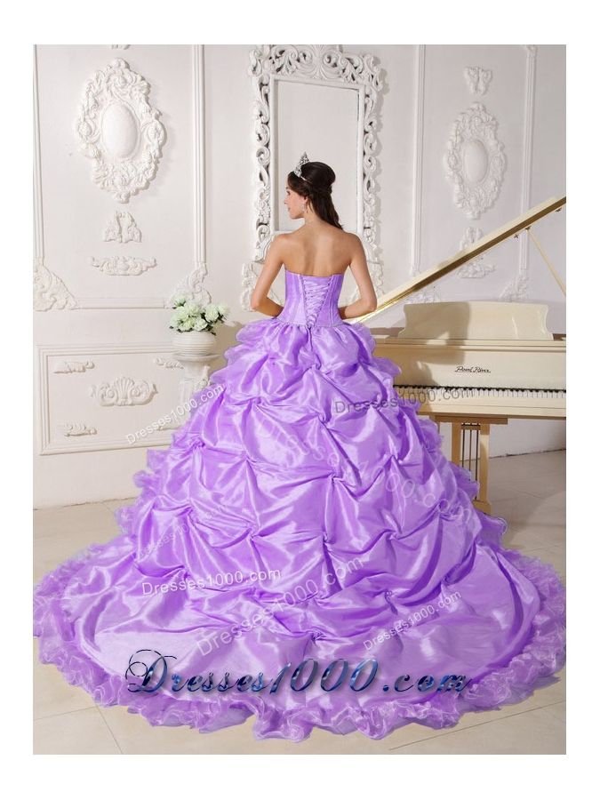 Strapless Chapel Train Beading Quinceanera Dress with Pick-ups and Beading