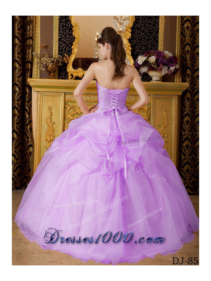 Strapless Organza Beading and Pick-ups for Lilac Sweet 16 Dresses