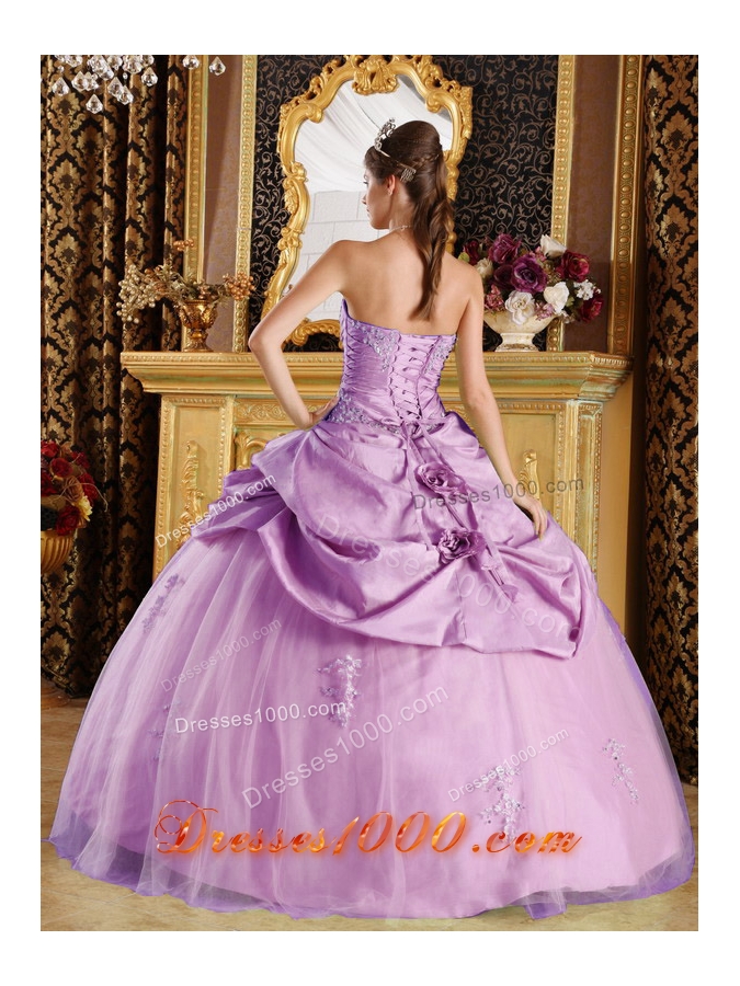 Strapless Taffeta Beading Quinceanera Gowns with Beading and Pick-ups