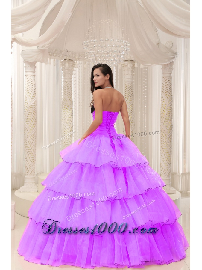 Sweetheart Beading and Ruffled Layers Sweet 16 Dresses with Organza