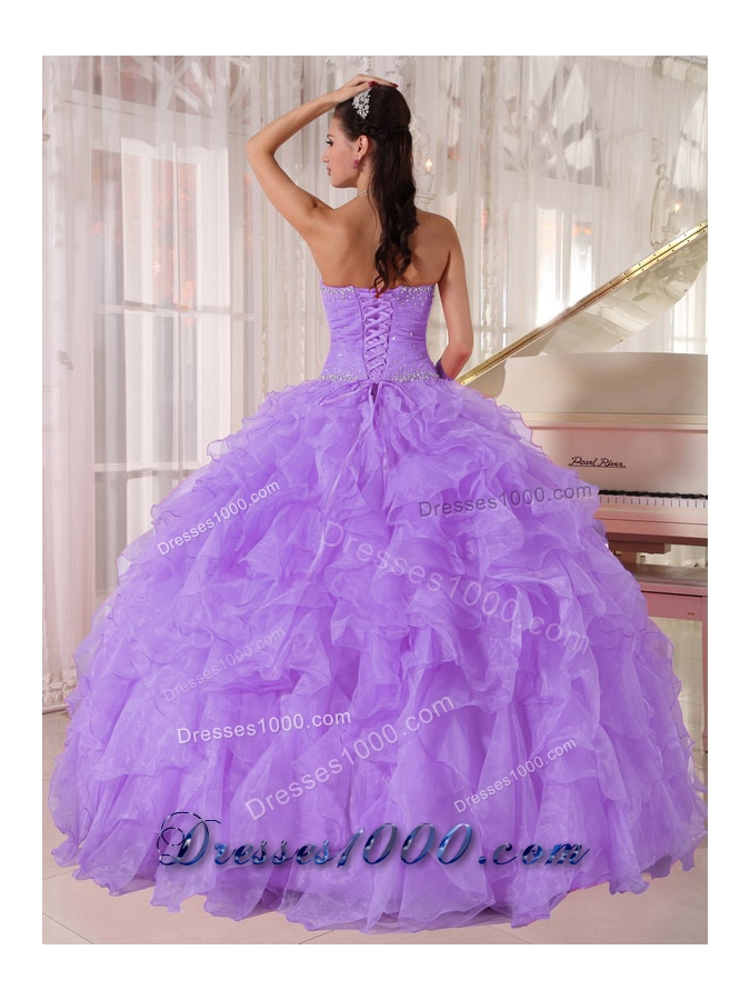 Ball Gown Strapless Lilac Beading Sweet 16 Dresses for Party