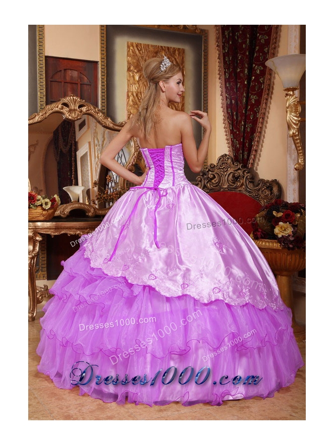 Ball Gown Sweetheart Embroidery Quinceanera Dress with Ruffled Layers