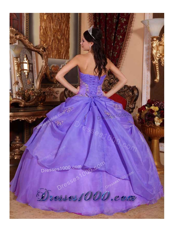 Discount Strapless Organza Quinceanera Gown Dresses with Appliques