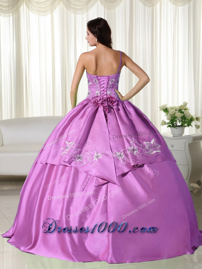 One Shoulder Taffeta Embroidery Decorate Quinceanera Dress for 2014