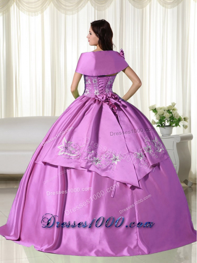 One Shoulder Taffeta Embroidery Decorate Quinceanera Dress for 2014