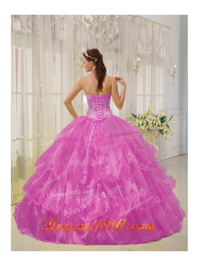 Strapless Organza Quinceanera Dresses with Layers and Appliques