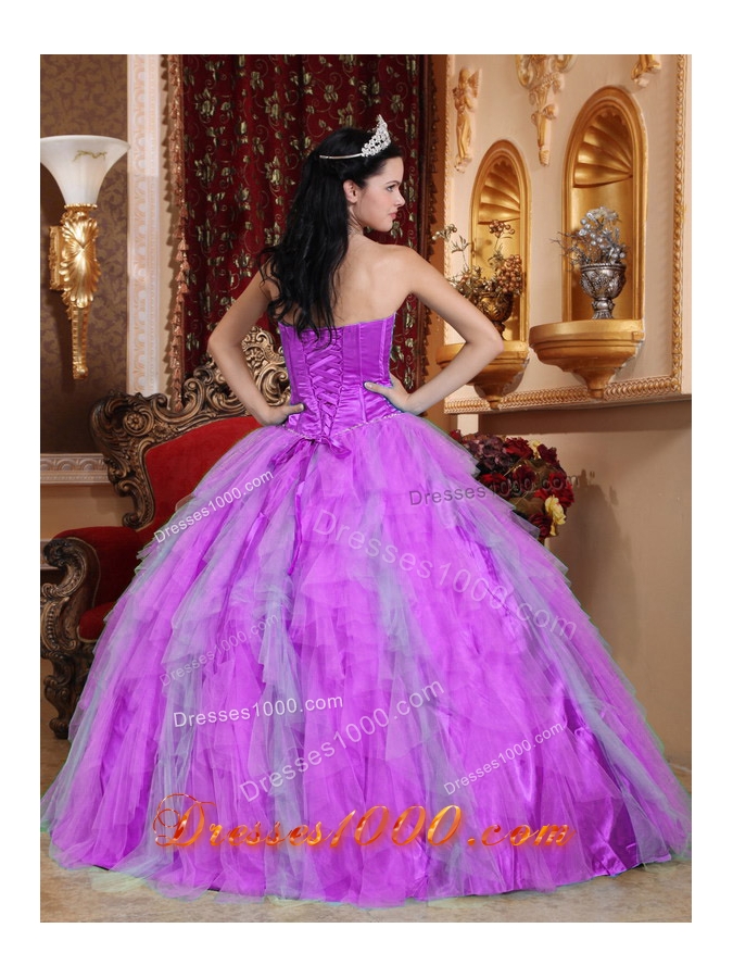 Sweetheart Beading Dresses For a Quinceanera with Ruffles and Ruching