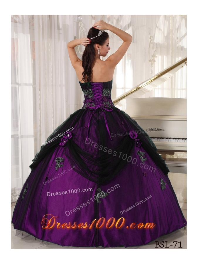 Ball Gown Strapless Quinceanera Dress with Pick-ups and Appliques