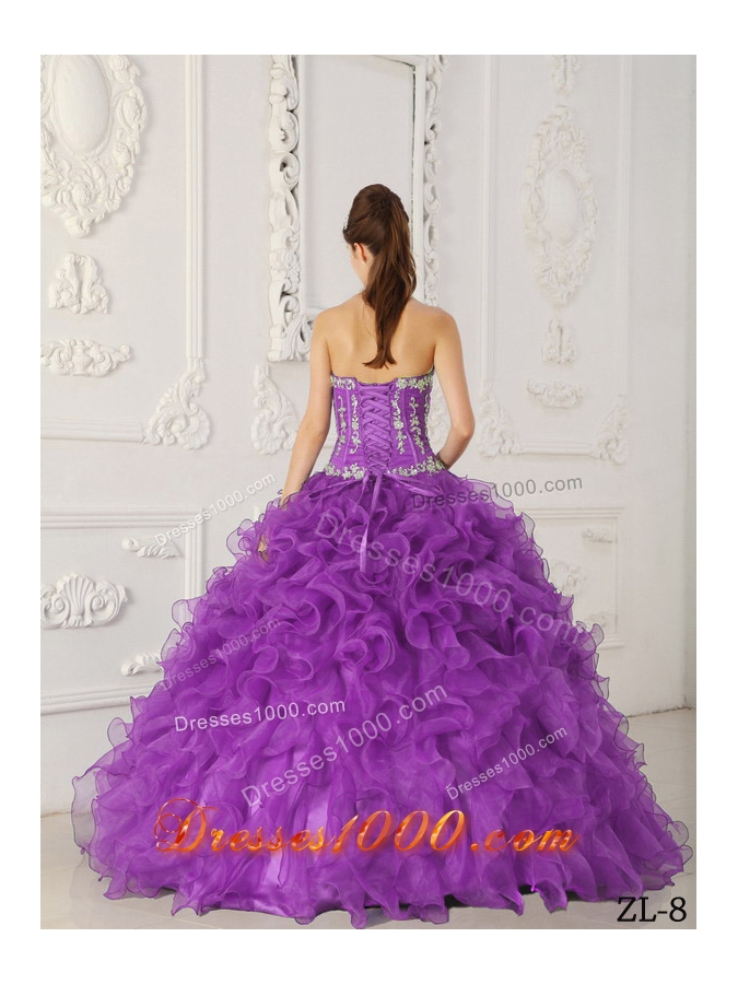 Ball Gown Sweetheart Organza Appliques Quinceanera Dresses Gowns