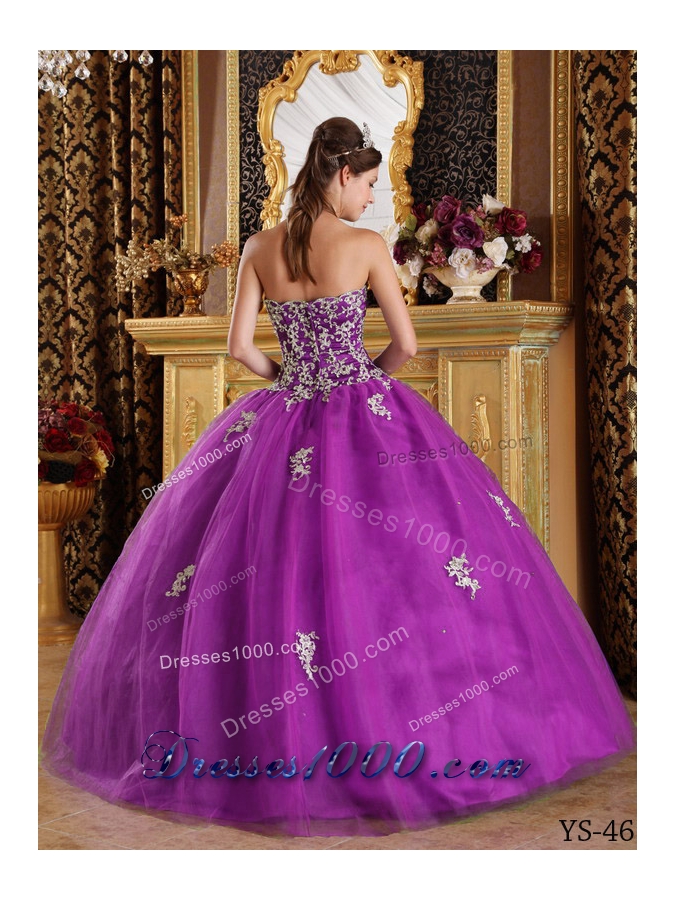 Ball Gown Sweetheart Tulle Quinceanera Dress with Appliques