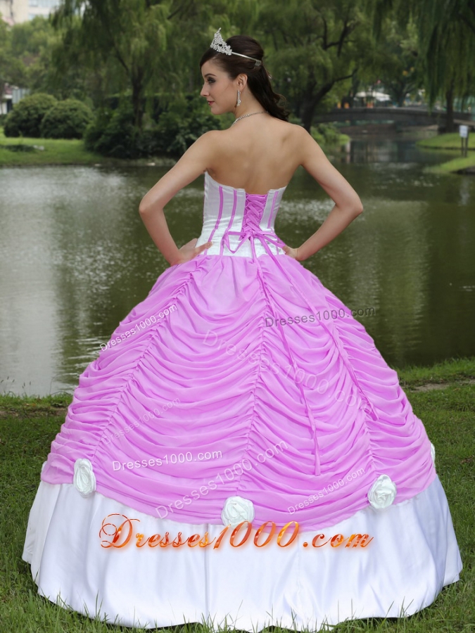 Beautiful Strapless Quinceanera Dress with Lace and Pick-ups