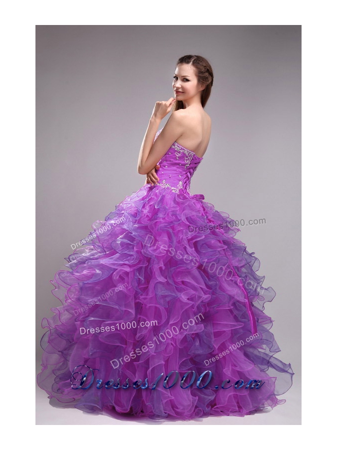 New Sweetheart Orangza Ruffles Quinceanera Dress with Appliques