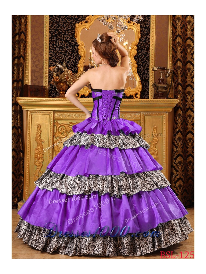 Popular Ball Gown Sweetheart Quinceanera Dress with Ruffled Layers Beading