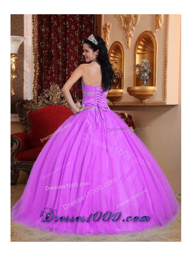Sweetheart Appliques Decorate Quinceanera Gown with Tulle and Taffeta