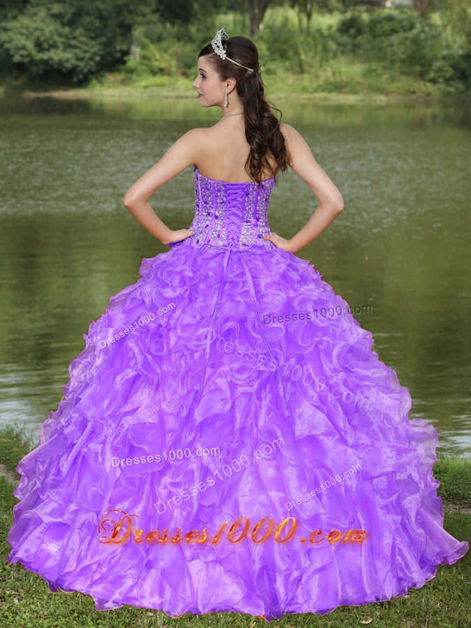 Sweetheart Beaded Drcorate Quinceanera Dress with Ruffled Layers