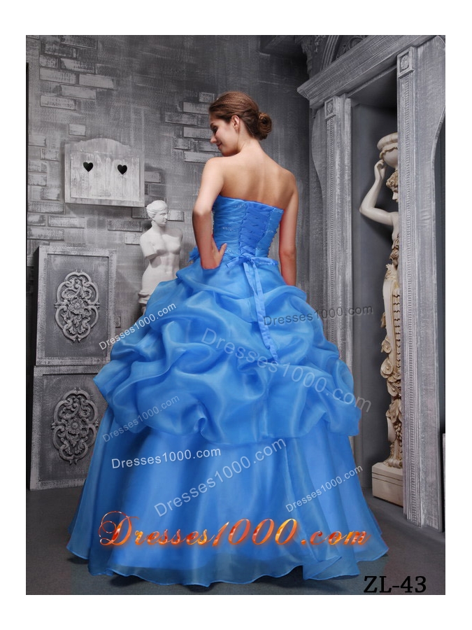 2014 AffordableBlue Puffy Sweethrart Quinceanera Dress with Beading and Ruching