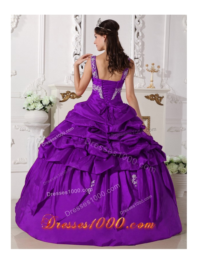 2014 Sweet Purple Puffy Scoop Beading Quinceanera Dress with Pick-ups