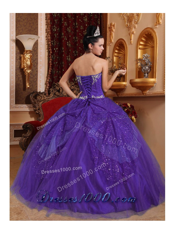 Eggplant Purple Ball Gown Sweetheart Quinceanera Dress with Beading and Appliques