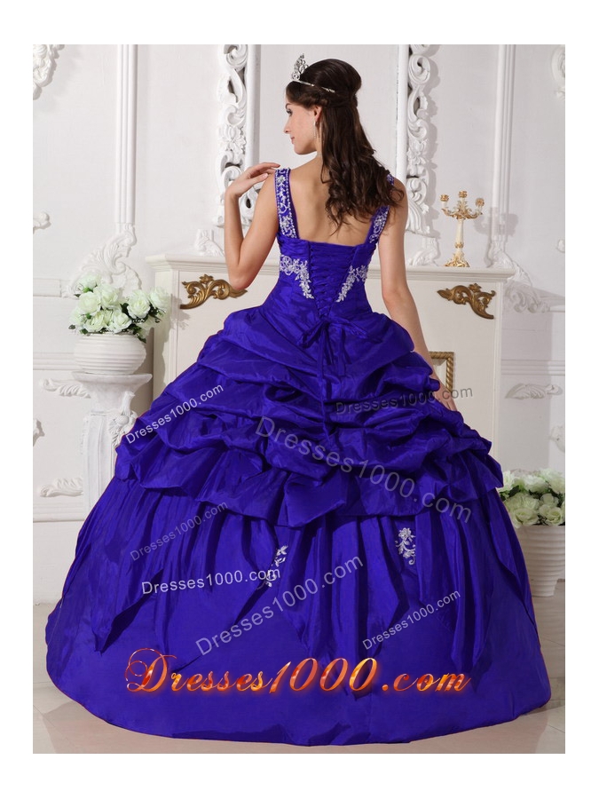 2014 Blue Puffy Scoop Quinceanera Dress with Beading and Pick-ups