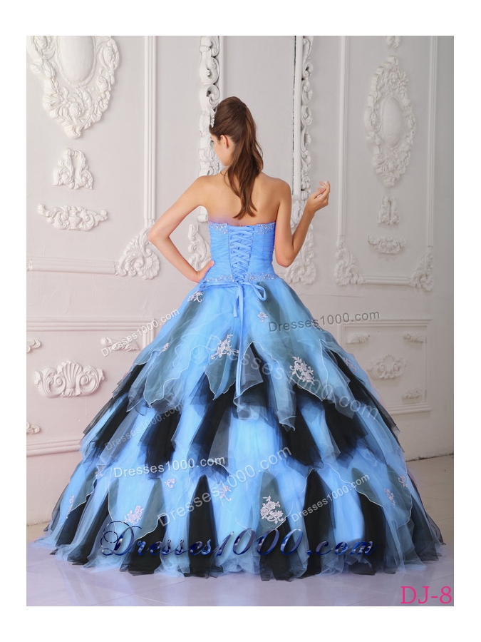 2014 Colourful Princess Strapless Appliques Quinceanera Dress with Beading