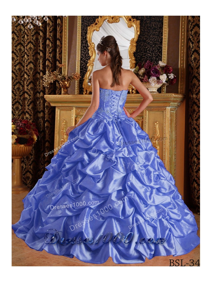 2014 Perfect Purple Puffy Sweetheart Emboridery and Beading Quinceanera Dress