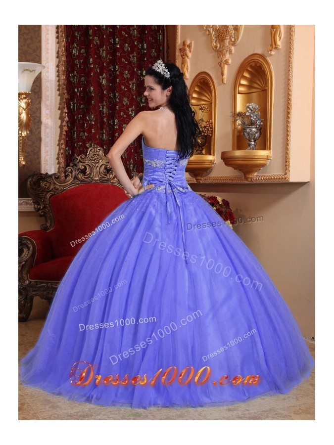 2014 Purple Ball Gown Sweetheart Quinceanera Dress with Beading and Appliques