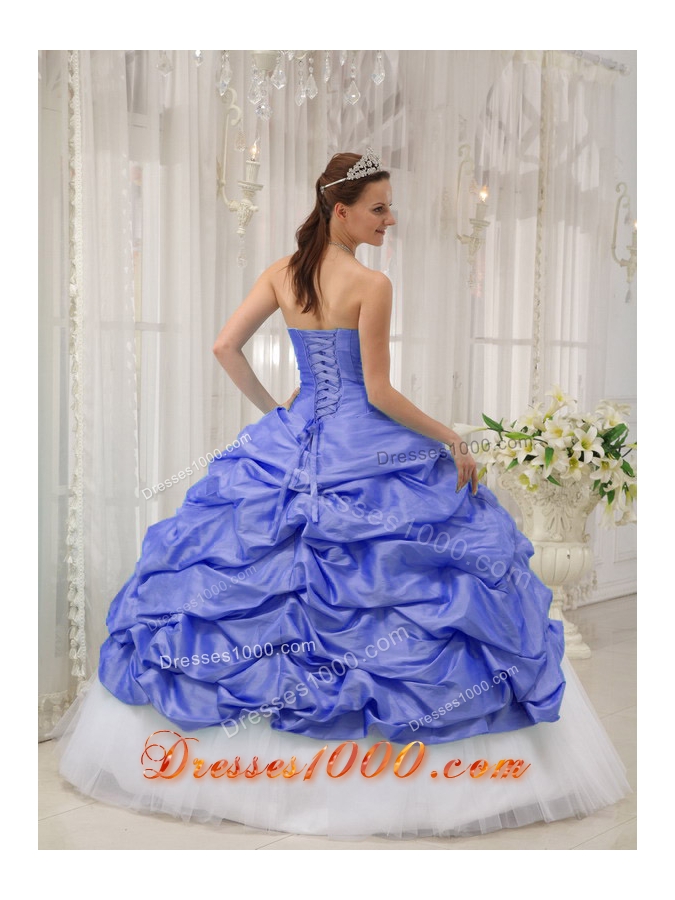 2014 Purple Puffy Sweetheart Beading Quinceanera Dress with Pick-ups