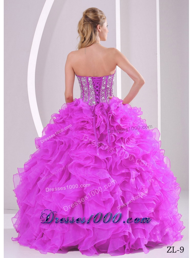Ruffles Ball Gown Sweetheart Beaded Decorate Quinceanera Gowns in Sweet 16