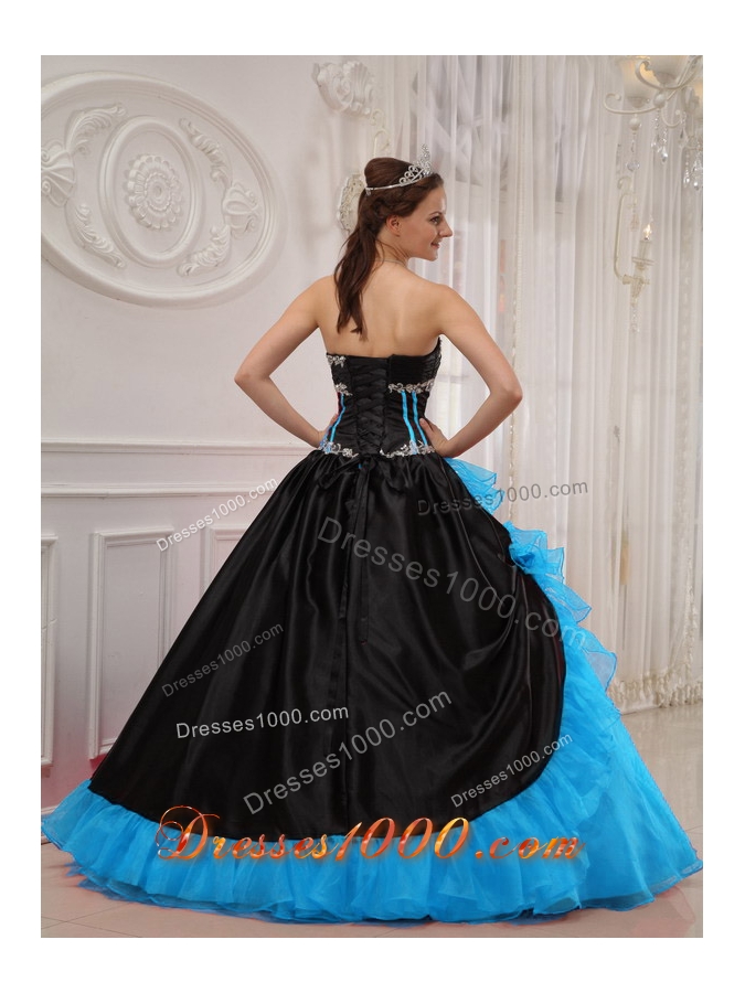2014 Beautiful Puffy Sweetheart Appliques Quinceanera Dress with Hand Made Flowers