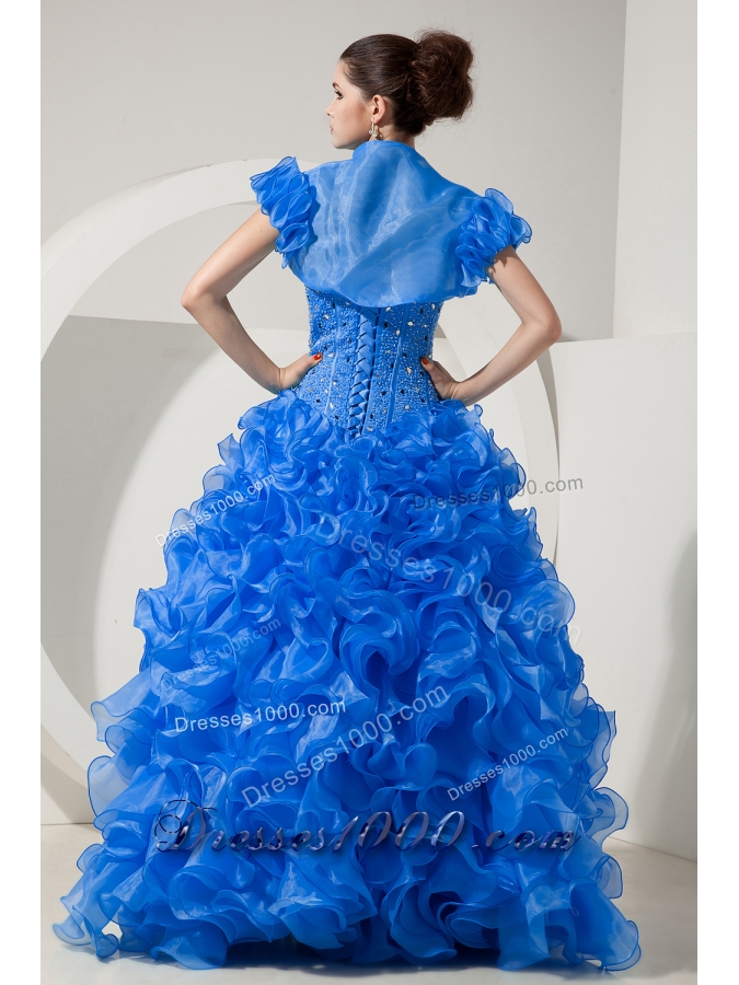 2014 Brand New Blue Quinceanera Dresses Princess Sweetheart with Beading