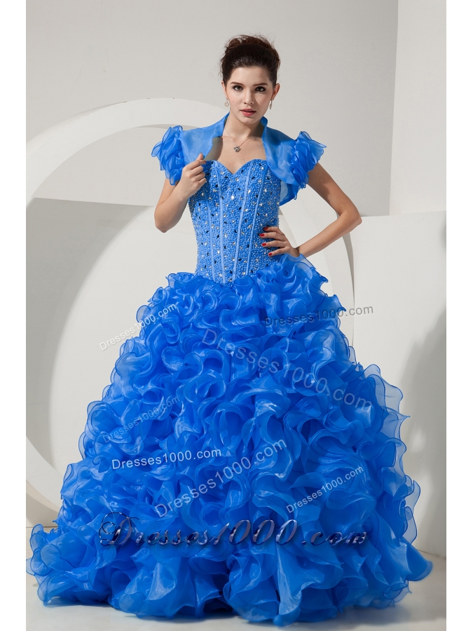 2014 Brand New Blue Quinceanera Dresses Princess Sweetheart with Beading