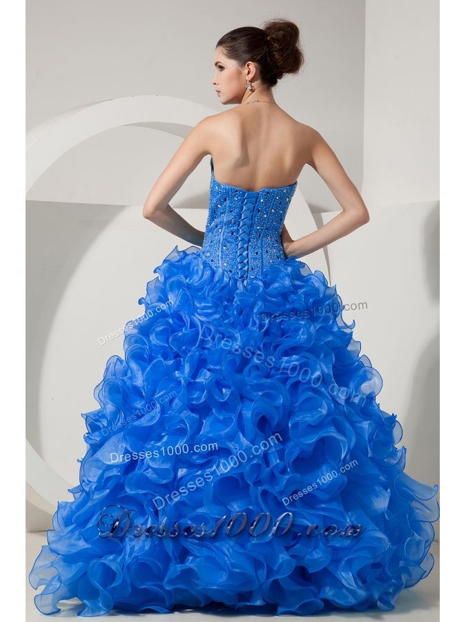 2014 Brand New Blue Quinceanera Dresses Princess Sweetheart with Beading