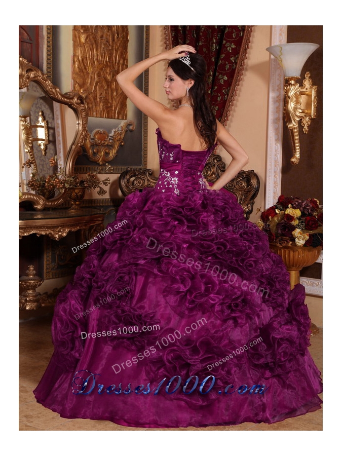 New Style Strapless Organza Appliques and Ruffles Quincenera Dresses